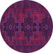 Round Persian Purple Traditional Rug, tr1478pur