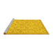 Sideview of Machine Washable Oriental Yellow Traditional Rug, wshtr1479yw