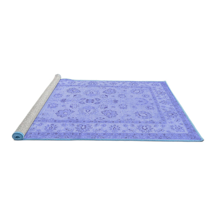 Sideview of Machine Washable Oriental Blue Traditional Rug, wshtr1479blu