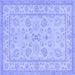 Square Machine Washable Oriental Blue Traditional Rug, wshtr1479blu