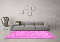 Machine Washable Oriental Pink Traditional Rug, wshtr1479pnk