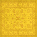 Square Machine Washable Oriental Yellow Traditional Rug, wshtr1479yw