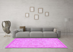 Machine Washable Oriental Purple Traditional Area Rugs in a Living Room, wshtr1479pur