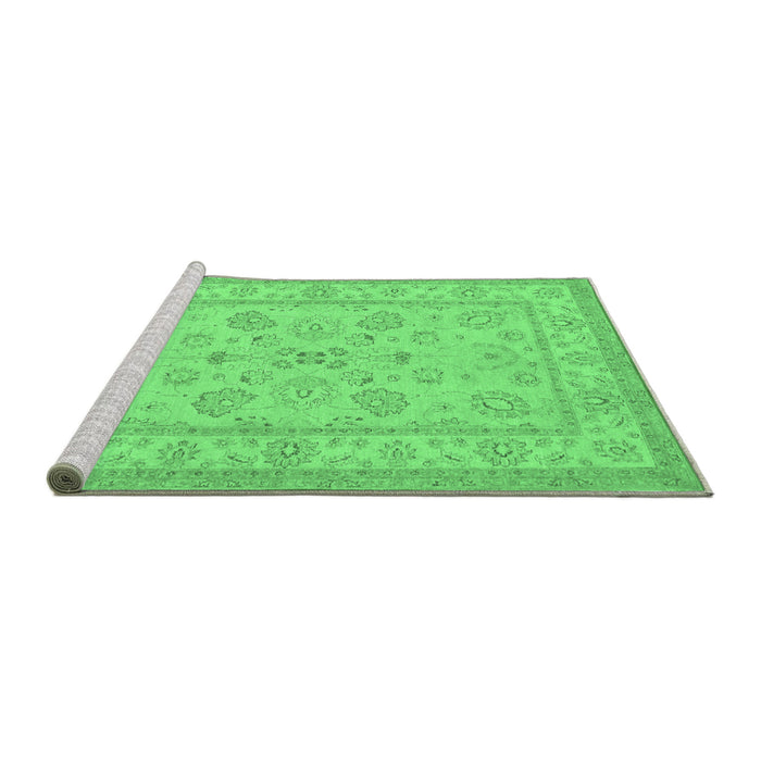 Sideview of Machine Washable Oriental Emerald Green Traditional Area Rugs, wshtr1479emgrn
