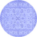 Round Oriental Blue Traditional Rug, tr1479blu