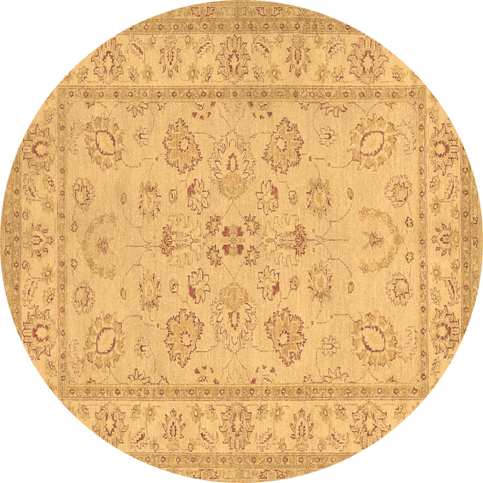Round Oriental Brown Traditional Rug, tr1479brn