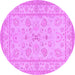 Round Machine Washable Oriental Purple Traditional Area Rugs, wshtr1479pur