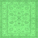 Square Oriental Emerald Green Traditional Rug, tr1479emgrn