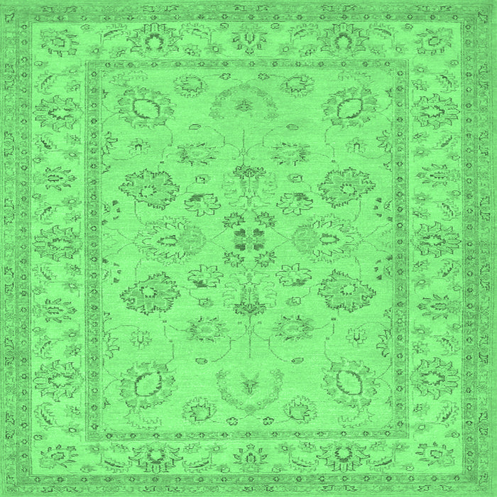 Square Machine Washable Oriental Emerald Green Traditional Area Rugs, wshtr1479emgrn