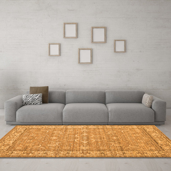 Machine Washable Persian Orange Traditional Area Rugs in a Living Room, wshtr147org