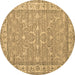 Round Persian Brown Traditional Rug, tr147brn