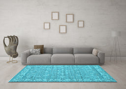 Machine Washable Persian Light Blue Traditional Rug in a Living Room, wshtr147lblu