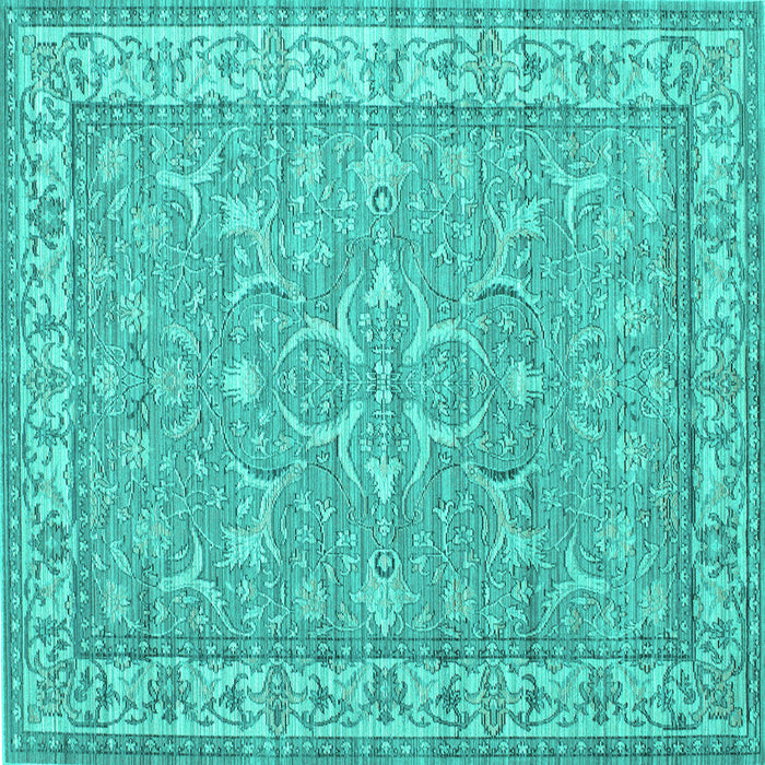 Square Machine Washable Persian Turquoise Traditional Area Rugs, wshtr147turq