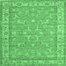 Square Machine Washable Persian Emerald Green Traditional Area Rugs, wshtr147emgrn