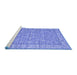 Sideview of Machine Washable Persian Blue Traditional Rug, wshtr147blu