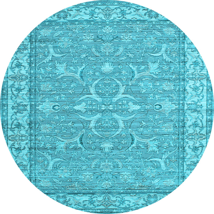 Round Machine Washable Persian Light Blue Traditional Rug, wshtr147lblu