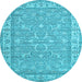 Round Machine Washable Persian Light Blue Traditional Rug, wshtr147lblu