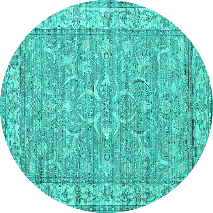 Round Persian Turquoise Traditional Rug, tr147turq