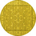 Round Persian Yellow Traditional Rug, tr147yw