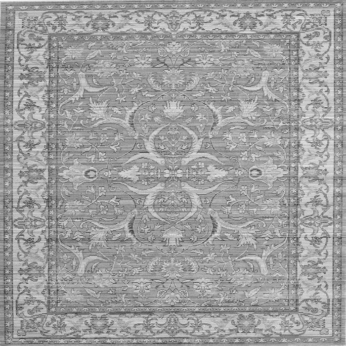 Round Machine Washable Persian Gray Traditional Rug, wshtr147gry