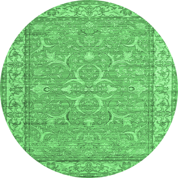 Round Persian Emerald Green Traditional Rug, tr147emgrn