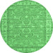 Round Persian Emerald Green Traditional Rug, tr147emgrn