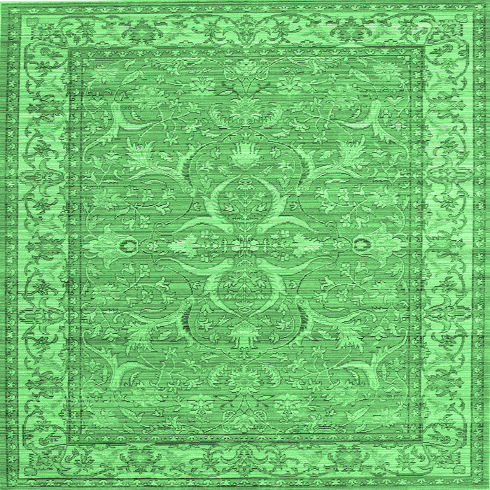 Square Persian Emerald Green Traditional Rug, tr147emgrn