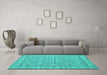 Machine Washable Persian Turquoise Traditional Area Rugs in a Living Room,, wshtr147turq