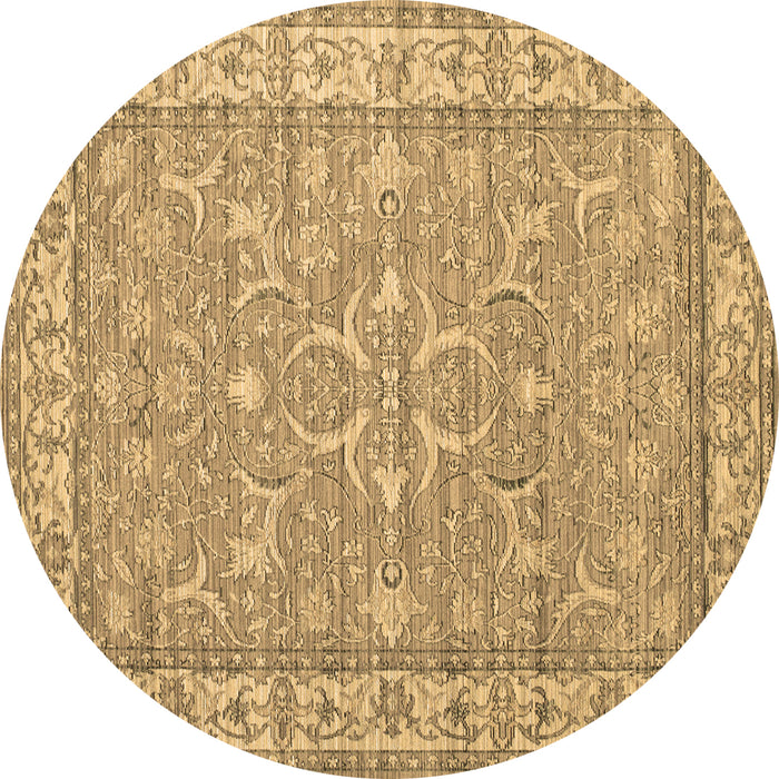 Round Machine Washable Persian Brown Traditional Rug, wshtr147brn