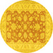 Round Oriental Yellow Traditional Rug, tr1480yw