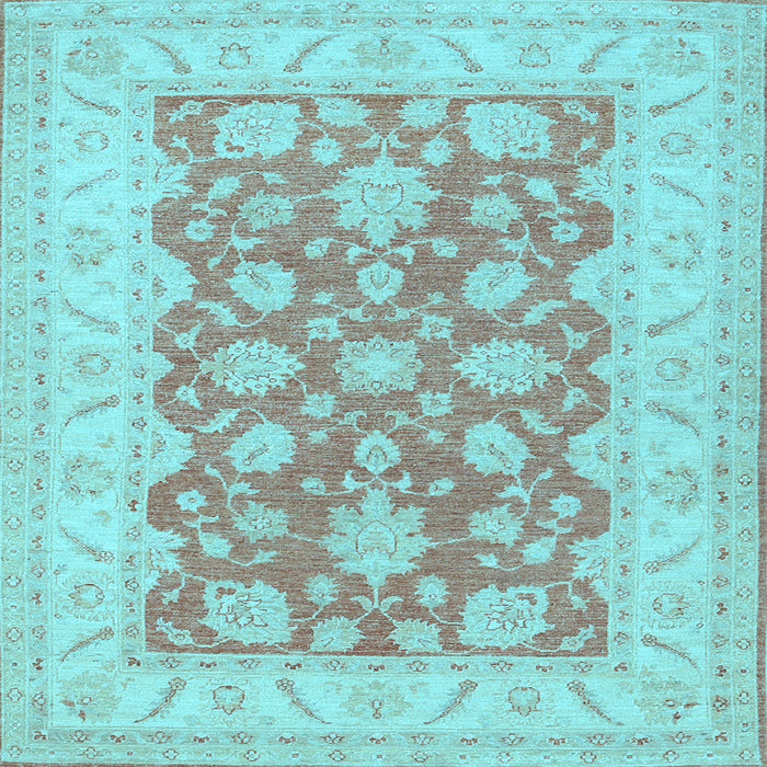 Square Machine Washable Oriental Light Blue Traditional Rug, wshtr1480lblu