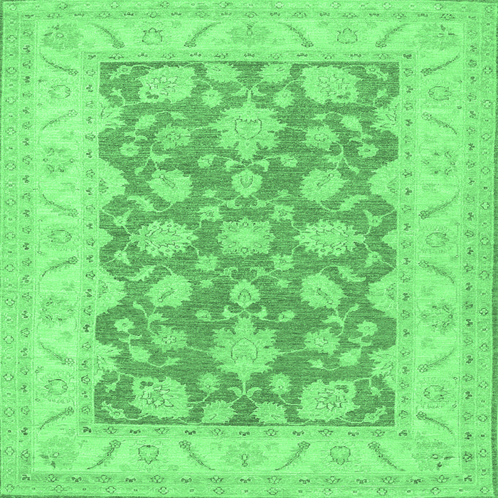 Square Machine Washable Oriental Emerald Green Traditional Area Rugs, wshtr1480emgrn