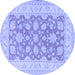 Round Oriental Blue Traditional Rug, tr1480blu