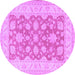 Round Oriental Purple Traditional Rug, tr1480pur