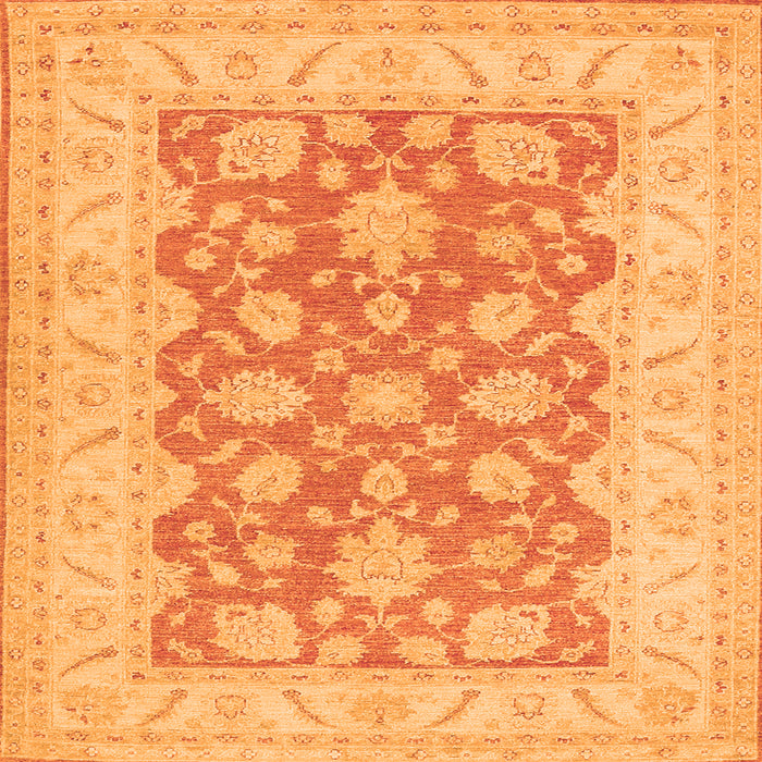 Round Machine Washable Oriental Orange Traditional Area Rugs, wshtr1480org
