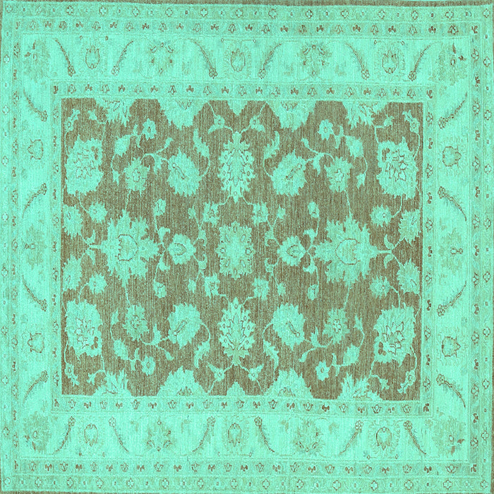 Square Oriental Turquoise Traditional Rug, tr1480turq
