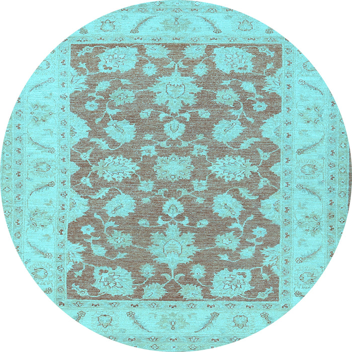 Round Machine Washable Oriental Light Blue Traditional Rug, wshtr1480lblu