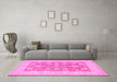 Machine Washable Oriental Pink Traditional Rug in a Living Room, wshtr1480pnk