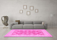 Machine Washable Oriental Pink Traditional Rug, wshtr1480pnk