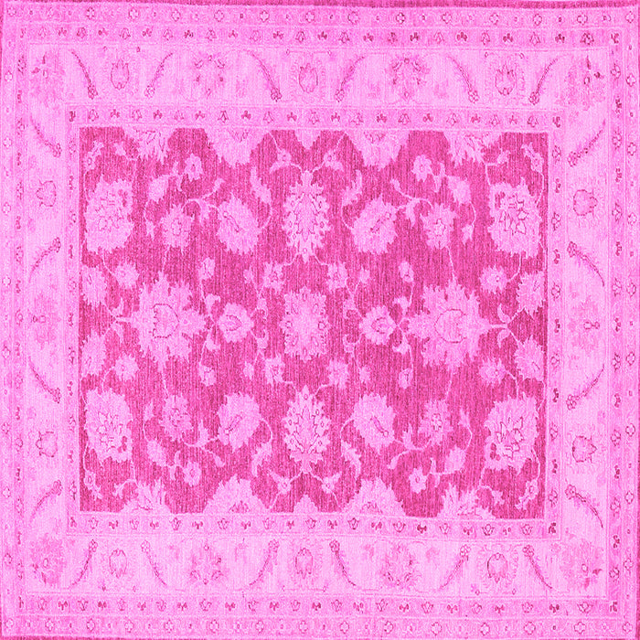 Square Machine Washable Oriental Pink Traditional Rug, wshtr1480pnk