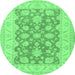 Round Oriental Emerald Green Traditional Rug, tr1480emgrn