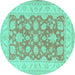 Round Oriental Turquoise Traditional Rug, tr1480turq