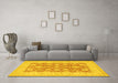 Machine Washable Oriental Yellow Traditional Rug in a Living Room, wshtr1480yw