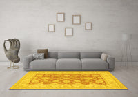 Machine Washable Oriental Yellow Traditional Rug, wshtr1480yw