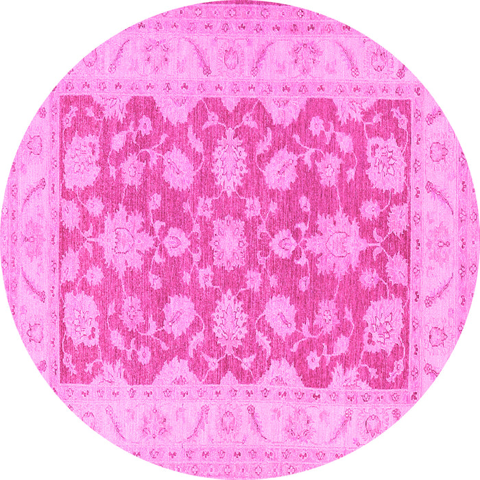 Round Oriental Pink Traditional Rug, tr1480pnk