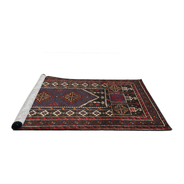 Sideview of Machine Washable Traditional Brown Rug, wshtr1481
