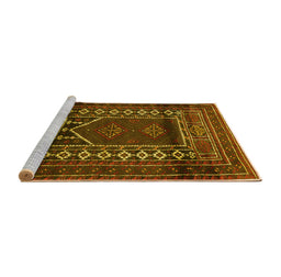 Sideview of Machine Washable Persian Yellow Traditional Rug, wshtr1481yw