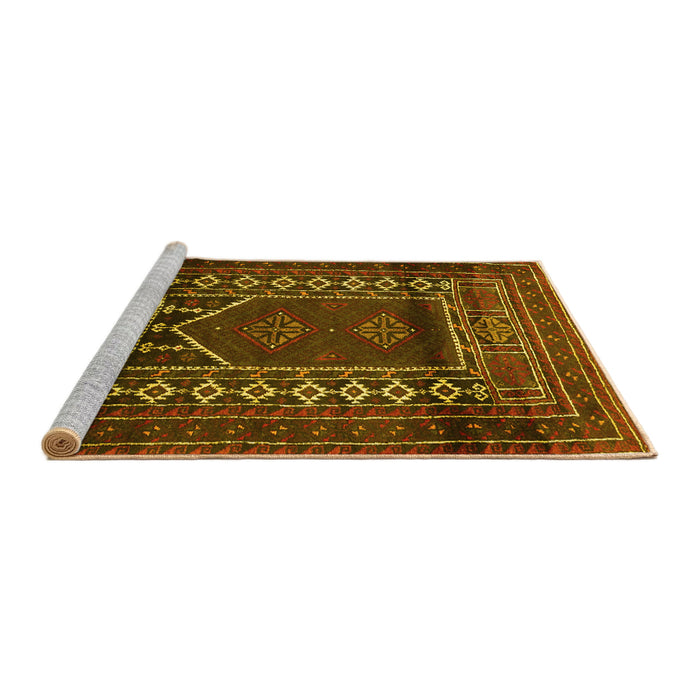 Sideview of Machine Washable Persian Yellow Traditional Rug, wshtr1481yw