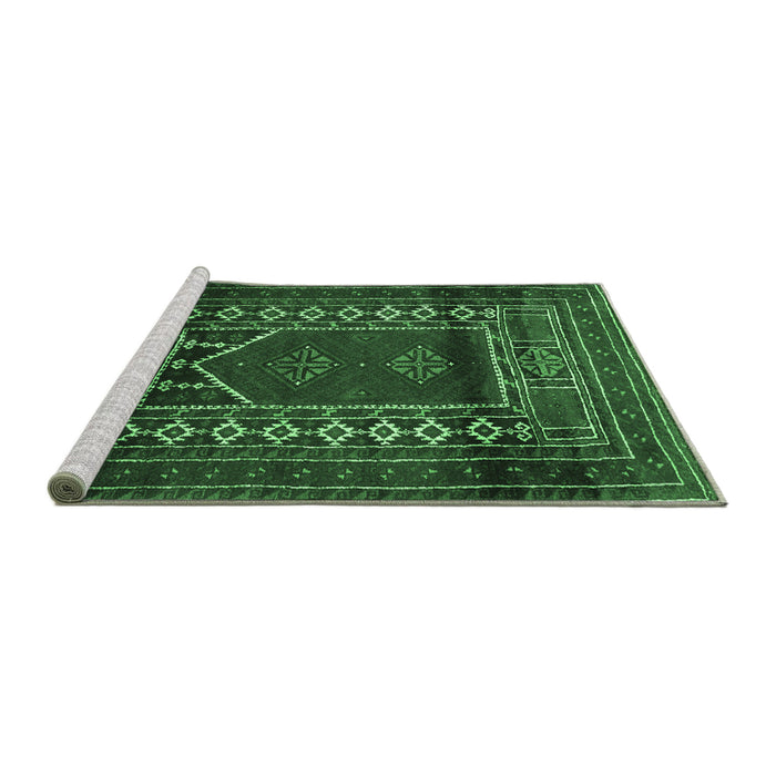 Sideview of Machine Washable Persian Emerald Green Traditional Area Rugs, wshtr1481emgrn