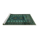 Sideview of Machine Washable Persian Turquoise Traditional Area Rugs, wshtr1481turq